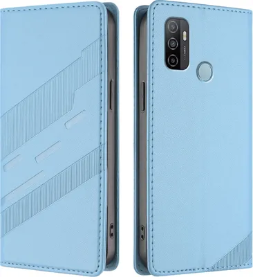 Image de Etui pour Oppo A32 / A53 4G / A53S 4G, étui portefeuille en cuirPolyuréthaneavec fente pour cartes et fonction stand Hellblau