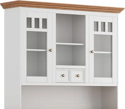 Produktbild von Aufsatzkommode 130cm, Massivholz in weiß mit Eiche Optik BORMIO-163