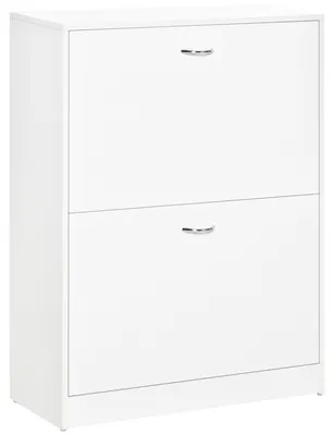 Image de Armoire š€ Chaussures Meuble š€ Chaussures dim. 60L x 24l x 80H cm 2 Portes abattantes Blanc