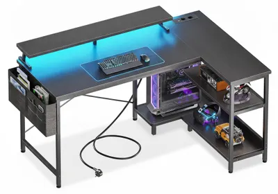 Imagen del producto de Escritorio de esquina para interior y exterior, con iluminación LED, de 100x80 cm, Imagen generada por IA