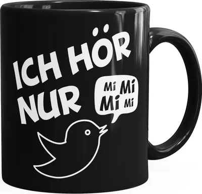 Produktbild von Kaffe-Tasse Spruch Ich hör nur Mi Mi Mi MiMiMi Geschenk Büro Kollege Kollegin Chef MoonWorks® einfarbig schwarz unisize