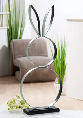Zdjęcie produktu dla Gilde Standrelief, Hase, "Hasi", Metall, grün, schwarz, VE 2, L. 10 cm, B. 30 cm, H. 73 cm 58253 4063387582534