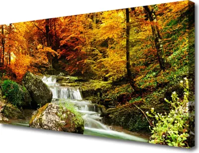 Produktbild von Tulup Leinwand-Bilder 100x50 Wandbild Canvas Kunstdruck Wasserfall Wald Natur