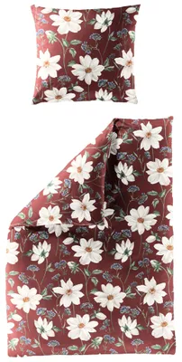 Produktbild von JACK by Bierbaum Biber Bettwäsche 2 tlg. 135x200cm Blütenmeer Bordeaux Rot Offwhite Grün Blau