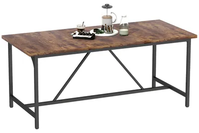 Produktbild von Rechteckiger Esstisch fš¹r 6 bis 8 Personen, Industriestil mit Metallbeinen, 180 x 80 x 75,5 cm, rustikales Braun