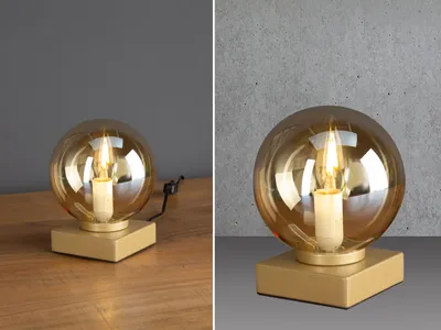 Produktbild von Tischleuchte Pluto Messing Rauchglas