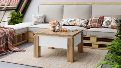 Produktbild von Design Couchtisch Tisch Oslo höhenverstellbar 49 / 76cm aufklappbar 80 / 160cm Esstisch