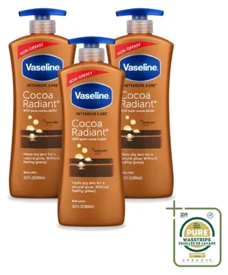 Produktbild von 3 x Vaseline Cocoa Radiant Bodylotion - Intensiv pflegend - 600 ml - Vorratspackung - 3 Stücke