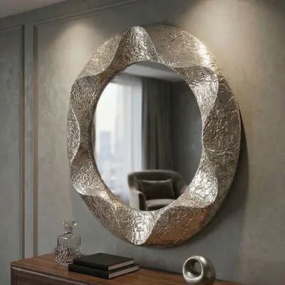 Produktbild von Silberner Metall-Wandspiegel ø 104x7 cm