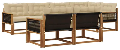 Produktbild von vidaXL Outdoor-Sofagarnitur mit Kissen 7 pcs Natur und Beige