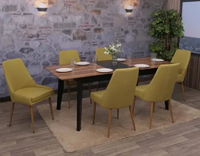 Image de lot de 6 chaises de salle à manger HWC-O27, chaise de cuisine rembourrée Chaise, tissu/textile (280g/m²) métal ~ vert