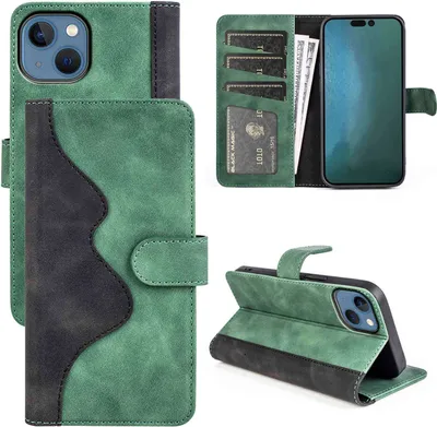Image de Étui de protection en simili cuir vert pour Apple iPhone 14 Plus