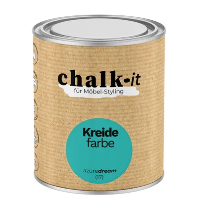 Produktbild von Kreidefarbe Chalk-it (17) Azure Dream 0,75L Shaby Chic Möbel Holzlack Natur Vintage Möbellack