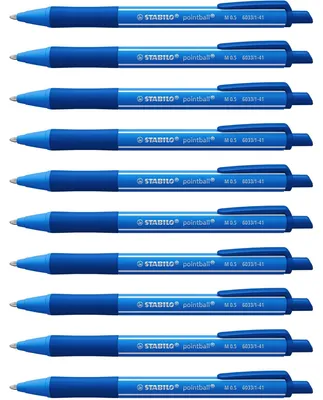 Image de Stylo à bille à pression STABILO - pointball colorful - lot de 10 - bleu outremer