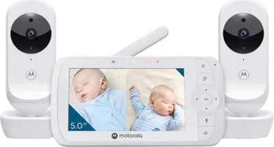 Produktbild von Motorola Nursery Babyphone VM35-2 5-Zoll geteilter Bildschirm Weiß 2 Kameras Nachtsicht integriertes Mikrofon