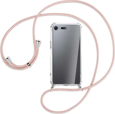 Produktbild von Handykette Backcover-Schutzhülle mit Band (Metall silberfarben) für Sony Xperia XZ Premium - roségold
