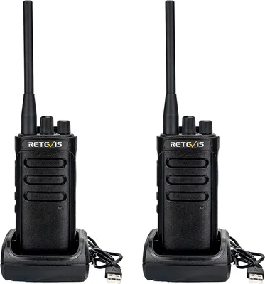 Obrázok produktu pre Retevis RB85 vysielačky s dlhým dosahom, profesionálne ručné vysielačky s 2000 mAh, 16 kanálov pre rádioamatérov na stavbách (čierne, 2 kusy)