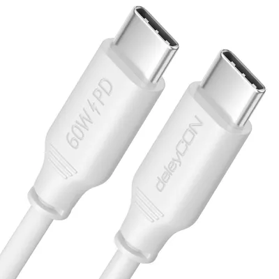 Produktbild von deleyCON 3,0m USB-C Kabel PD3.0 60W Schnellladekabel - Weiß