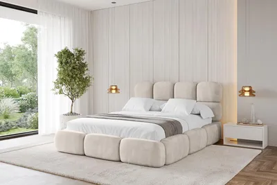 Produktbild von ALTDECOR Polsterbett mit Bettkasten - NOMA 180x200 Beige - Bett mit Kopfteil, Boxbett ohne Matratze, Doppelbett mit Stauraum