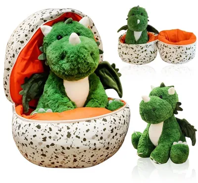Obrázek produktu pro Plyšový dinosaurus v vejci - Plyšová hračka - 25 cm - Dárek pro děti - Kousací vejce s dinosaurem