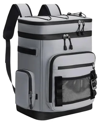 Immagine prodotto di Zaino termico isolante da 30 l - Borsa termica a zaino - Impermeabile - A tenuta stagna - Per 48 lattine - Tessuto Oxford - Grigio