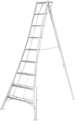 Zdjęcie produktu dla Niwaki aluminiowa 3-stopniowa drabina ogrodowa z regulacją wysokości srebrna 227x140x301 cm