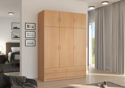 Produktbild von Kleiderschrank Garderobe STELLO buche 135cm breit Schrank mit Schubladen