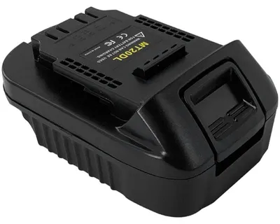 Produktbild von Akkuadapter zur Umwandlung von Makita 18V-Li-Ion-Akkus in DeWalt 18V/20V-Lithium-Ionen-Akkus. Der Adapter ist für DeWalt 18V/20V Max Li-Ion-Akku-Werkzeuge geeignet.
