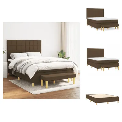 Produktbild von vidaXL Boxspringbett mit Matratze Dunkelbraun 140x190 cm Stoff -  Betten & Bettgestelle