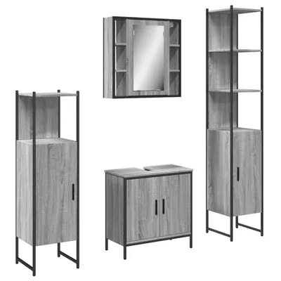 Produktbild von vidaXL 4-tlg. Badmöbel-Set Grau Sonoma Holzwerkstoff