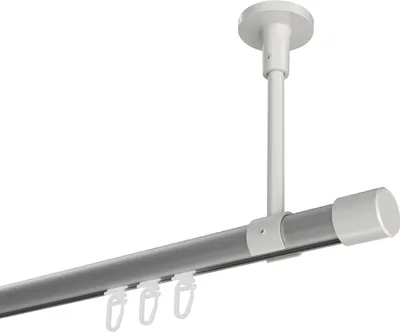 Produktbild von Interdeco Innenlaufstange / Gardinenstange mit Innenlauf Silbergrau / Weiß, Typ Sonette Santo (Kappe) Deckenmontage, 20 mm Ø 1-läufig, 540 cm
