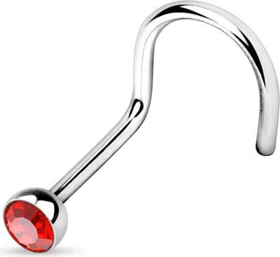 Produktbild von viva-adorno 1,0mm Nasenstecker gebogen Zirkonia Kristall Strass Nasen Piercing Spirale Stud Nasenring Z325, Rot