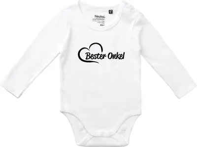 Produktbild von Huuraa Baby Body Bester Onkel Herz 68 White  Baumwolle Fairtrade Langarmbody Geschenkidee