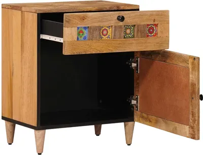 Image de vidaXL Table de nuit Nature 50 x 33 x 60 cm Bois massif Mango