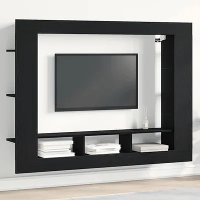 Obrázok produktu pre Maison Exclusive – TV skrinka, 152 x 22 x 113 cm, čierna, vzhľad dubového dreva, drevotrieska