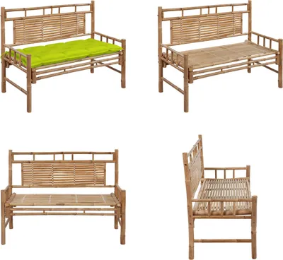 Produktbild von vidaXL Gartenbank mit Auflage 120 cm Bambus - Gartenbank - Gartenbänke - Terassenbank - Terassenbänke