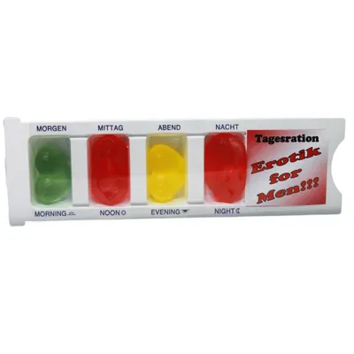 Image de Boîte à comprimés Erotik for Men remplie de gommes aux fruits blague 25g