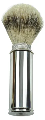 Image de Brosse à raser de voyage Golddachs avec poils de blaireau, manche métallique chromé
