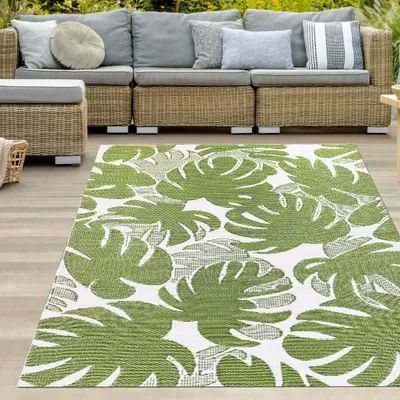 Produktbild von Exotischer Outdoor-Teppich mit tropischen Blättern in grün Größe - 180 x 280 cm