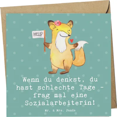 Produktbild von Mr. & Mrs. Panda Grußkarte Sozialarbeiterin Stärketage - Meeresbrise - Geschenk, Geschenke für Berufstätige, Dankeschön, Vertrauen, anlasskarte, Respekt, Berufsalltag