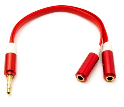 Produktbild von SYSTEM-S Audio Y Kabel 20 cm Stereo AUX Klinke 3,5 mm Stecker zu 2x Buchse flach in Rot