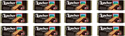 Produktbild von 12x Loacker Wafer Fondente Dark Noir knusprige waffeln mit zartbitter schokoladencreme 150g