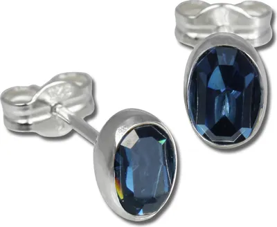 Produktbild von SilberDream Ohrstecker für Damen Silber blau oval Zirkonia Ohrringe SDO552B