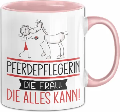 Produktbild von Pferdepflegerin Geschenk Tasse Becher Die Frau Die Allen Kann Geschenkidee für eine Pferdepflegerin Lustig (Rosa)