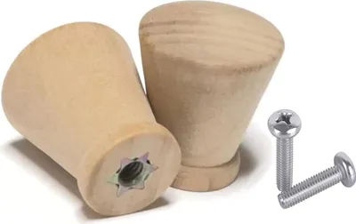 Produktbild von 12 Stück Holz-Möbelknöpfe - runde Schrankknöpfe mit Schrauben für Möbel - Holzgriffe für Schränke - Vintage Schubladenknöpfe für Kommoden