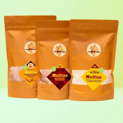 Produktbild von 3 Glutenfreie Muffins Schokoladenset Backmischungen