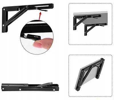 Image de Supports d'étagères pliables - Supports muraux triangulaires - Lot de 2 - 400 mm - Capacité de charge : 100 kg - Acier inoxydable - Livrés avec vis