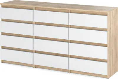 Zdjęcie produktu dla Komoda 12 Szuflad Szafka 180Cm Młodzieżowa Salon Sypialnia Sonoma Biały