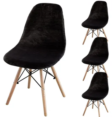 Produktbild von Stuhlhussen 4er Set, Universal Stretch Esszimmerstuhlabdeckung, Schwarz, 92% Polyester 8% Elasthan