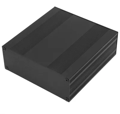 Alu-Gehäuse 54×145×150 mm, schwarz, gebürstet, für Elektronik